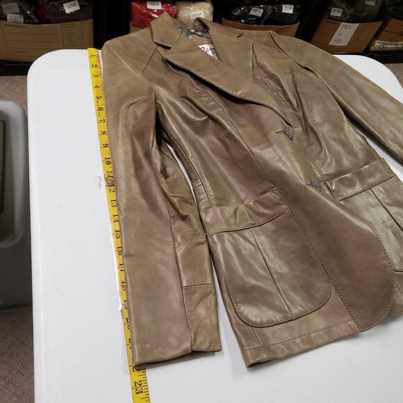 Vintage Remy Womens Leather Blazer Size 6 Brown Western Edgy Neutral Career - Picture 9 of 13